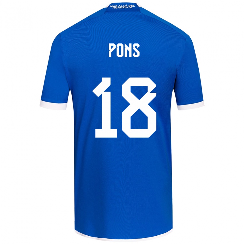 Férfi Luciano Pons #18 Kék Fehér Hazai Jersey 2024/25 Mez Póló Ing