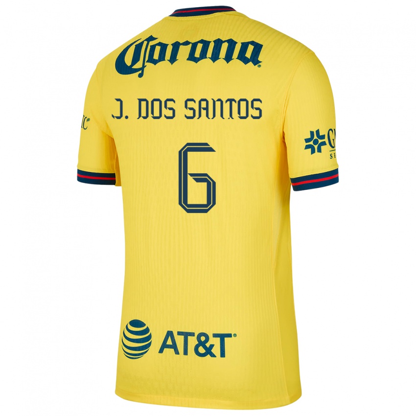 Férfi Jonathan Dos Santos #6 Sárga Kék Hazai Jersey 2024/25 Mez Póló Ing