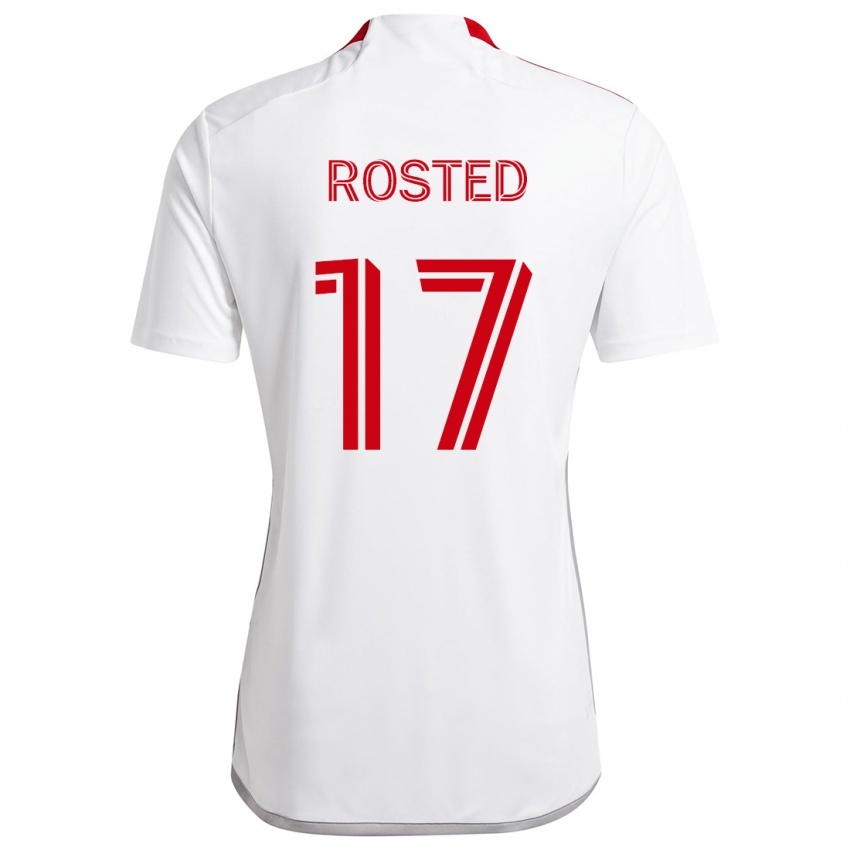 Férfi Sigurd Rosted #17 Fehér Piros Idegenbeli Jersey 2024/25 Mez Póló Ing