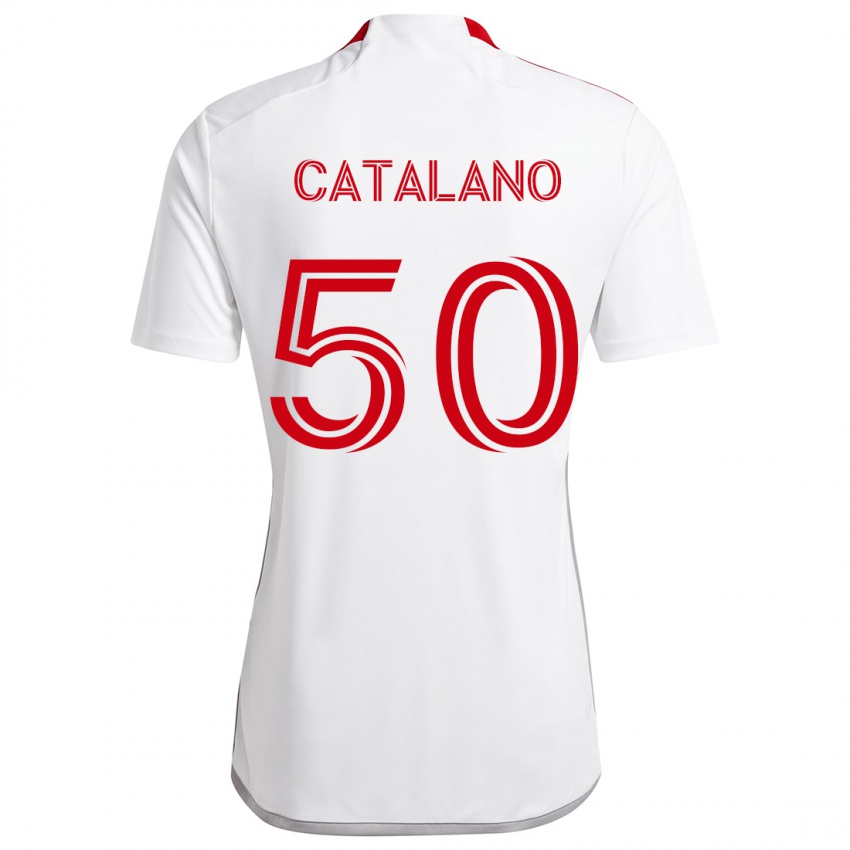 Férfi Gianluca Catalano #50 Fehér Piros Idegenbeli Jersey 2024/25 Mez Póló Ing