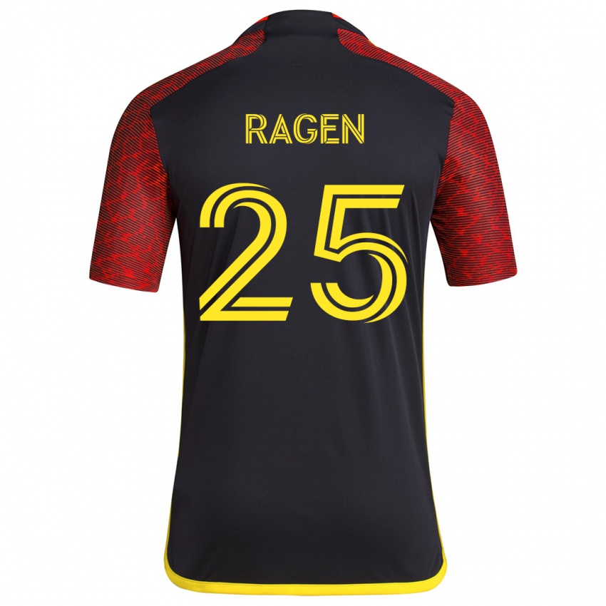 Férfi Jackson Ragen #25 Piros Fekete Idegenbeli Jersey 2024/25 Mez Póló Ing