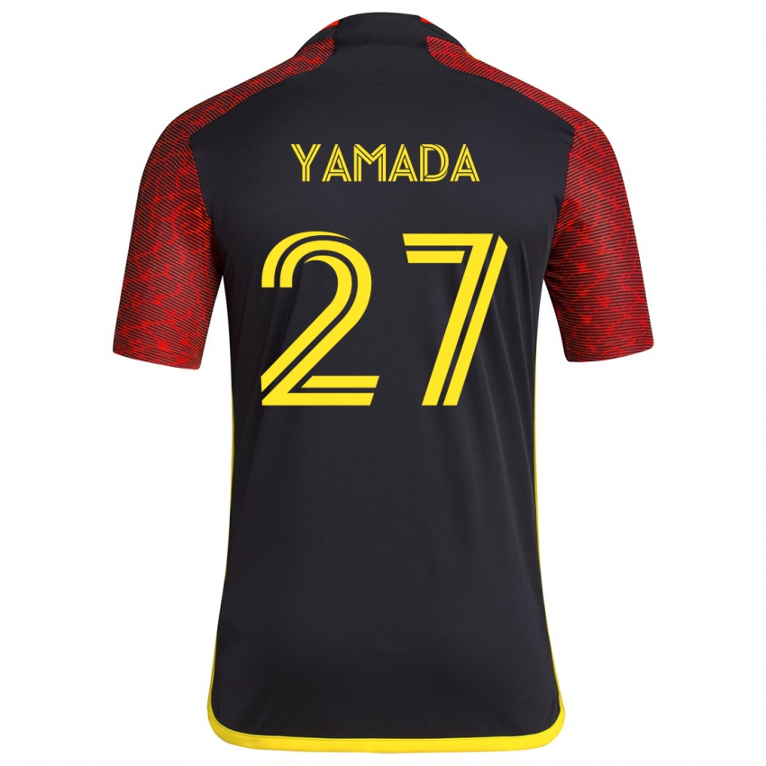 Férfi Hikari Yamada #27 Piros Fekete Idegenbeli Jersey 2024/25 Mez Póló Ing