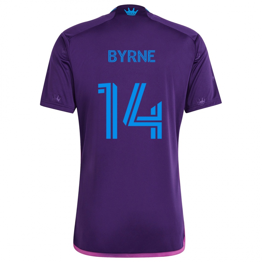 Férfi Nathan Byrne #14 Lila Kék Idegenbeli Jersey 2024/25 Mez Póló Ing