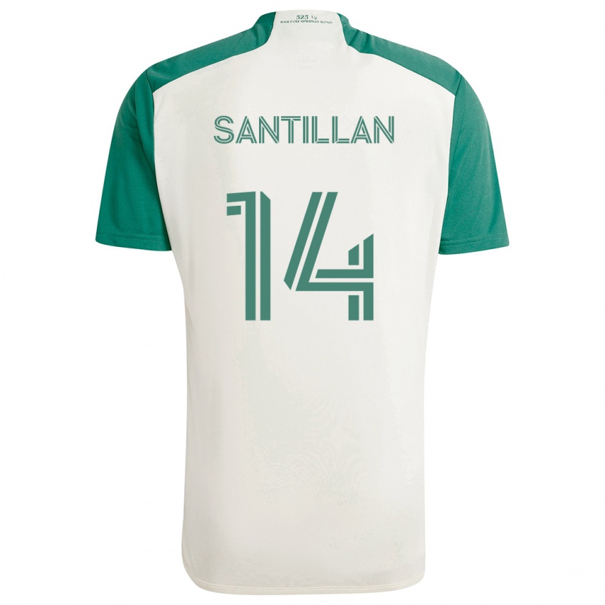 Férfi Jonathan Santillan #14 Barna Színek Zöld Idegenbeli Jersey 2024/25 Mez Póló Ing