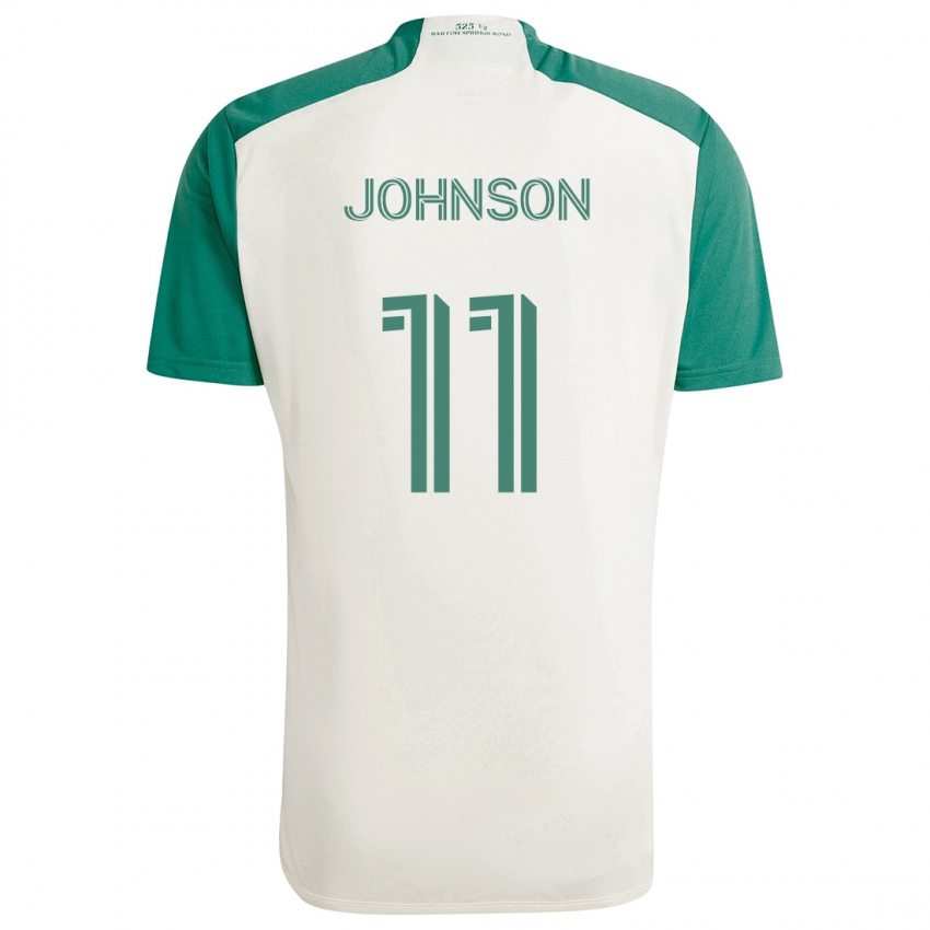 Férfi Emmanuel Johnson #11 Barna Színek Zöld Idegenbeli Jersey 2024/25 Mez Póló Ing