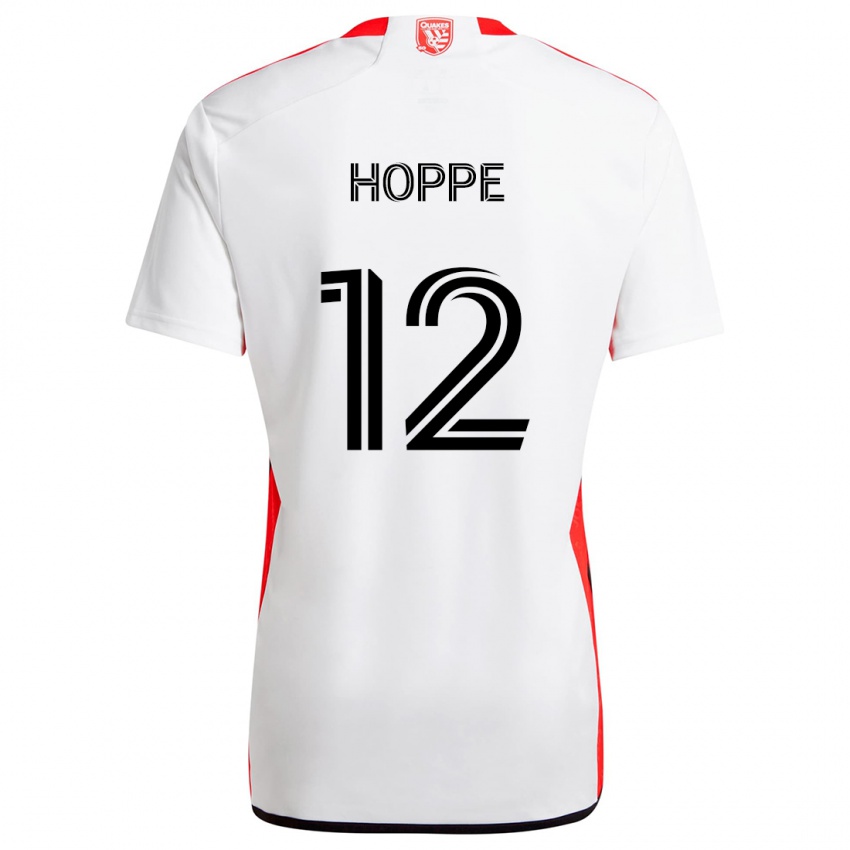 Férfi Matthew Hoppe #12 Fehér Piros Idegenbeli Jersey 2024/25 Mez Póló Ing