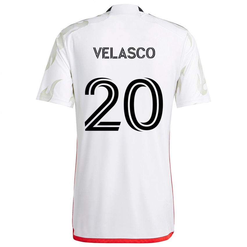 Férfi Alan Velasco #20 Fehér Piros Fekete Idegenbeli Jersey 2024/25 Mez Póló Ing