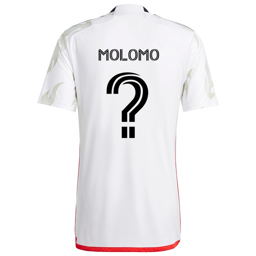 Férfi Zach Molomo #0 Fehér Piros Fekete Idegenbeli Jersey 2024/25 Mez Póló Ing