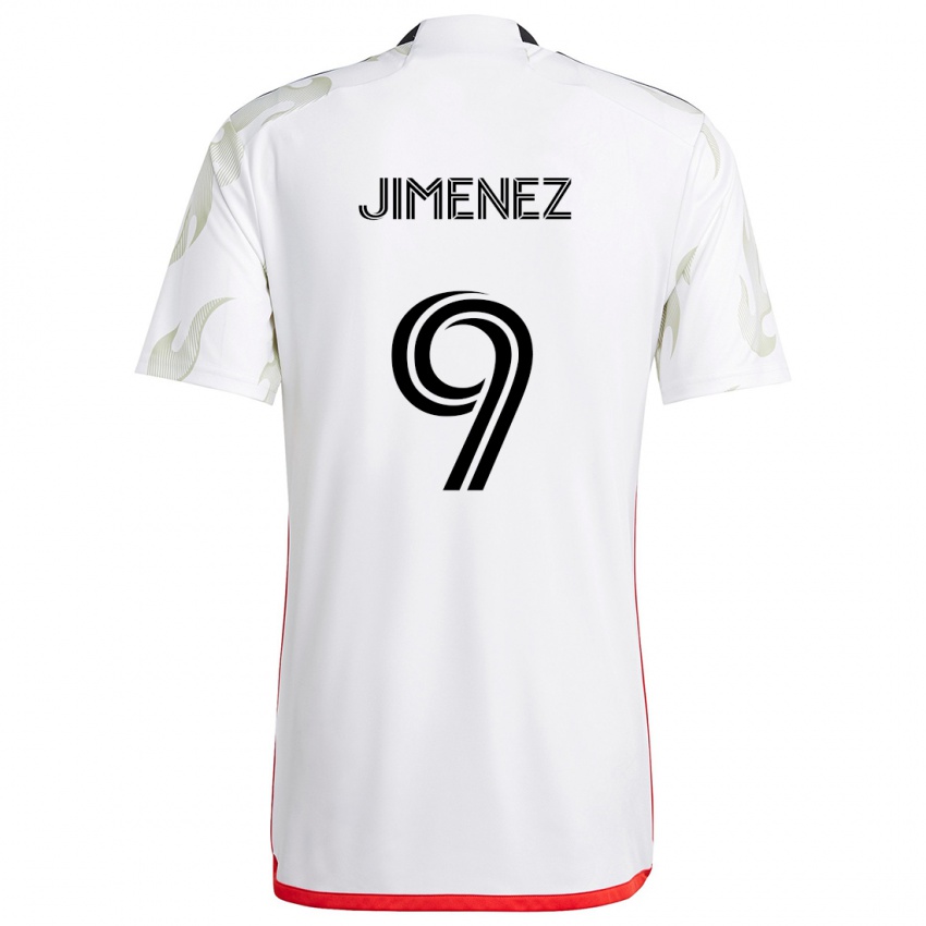 Férfi Jesús Jiménez #9 Fehér Piros Fekete Idegenbeli Jersey 2024/25 Mez Póló Ing