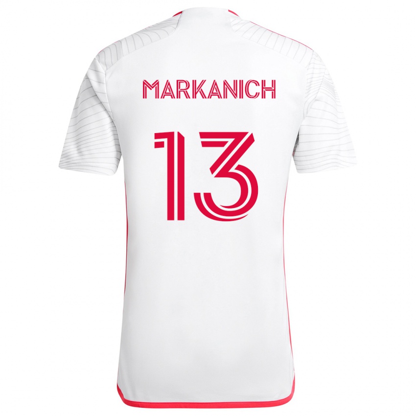 Férfi Anthony Markanich #13 Fehér Piros Idegenbeli Jersey 2024/25 Mez Póló Ing