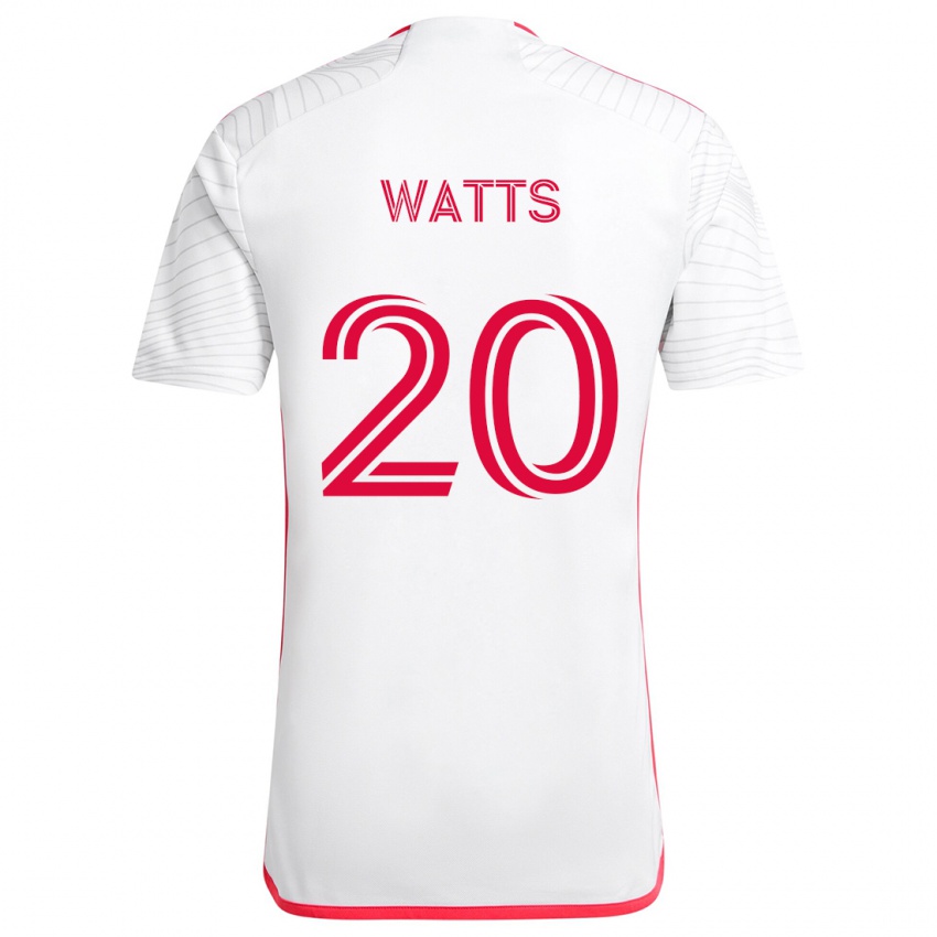 Férfi Akil Watts #20 Fehér Piros Idegenbeli Jersey 2024/25 Mez Póló Ing