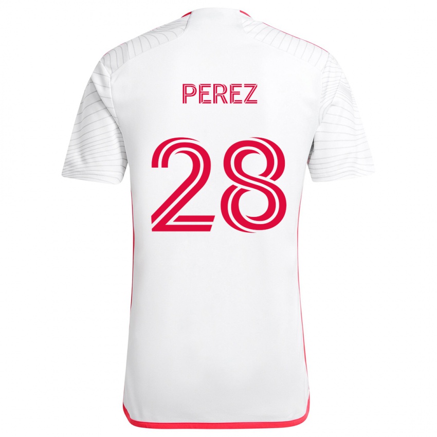 Férfi Miguel Perez #28 Fehér Piros Idegenbeli Jersey 2024/25 Mez Póló Ing