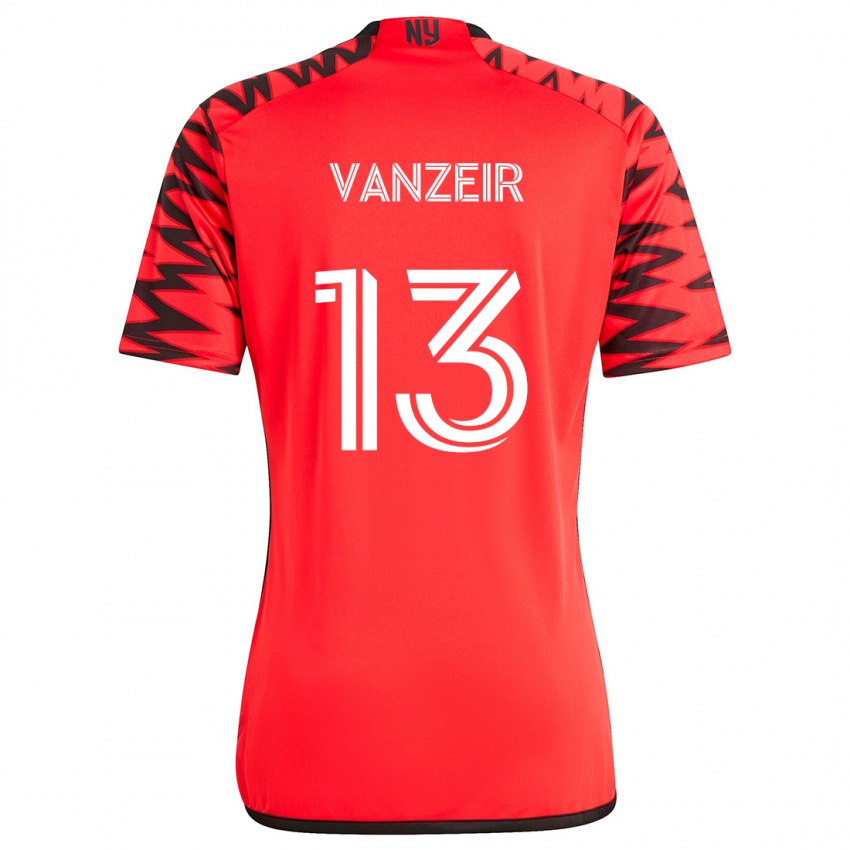 Férfi Dante Vanzeir #13 Piros Fekete Fehér Idegenbeli Jersey 2024/25 Mez Póló Ing