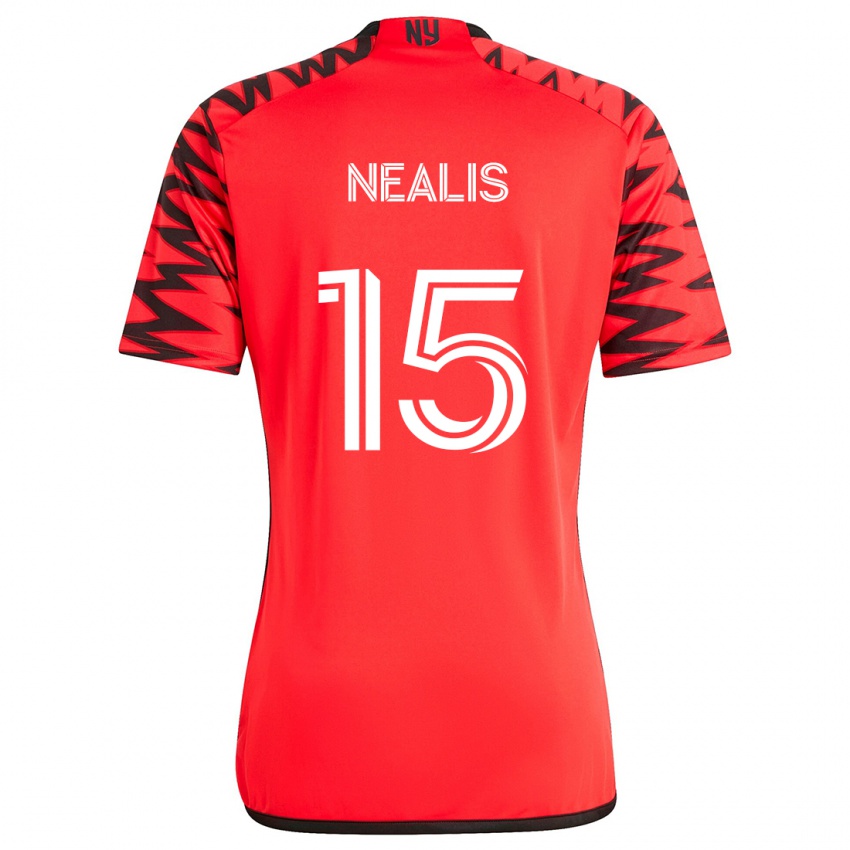 Férfi Sean Nealis #15 Piros Fekete Fehér Idegenbeli Jersey 2024/25 Mez Póló Ing