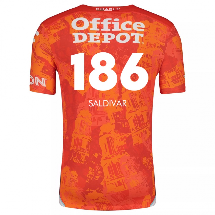 Férfi José Saldívar #186 Narancssárga Fehér Idegenbeli Jersey 2024/25 Mez Póló Ing