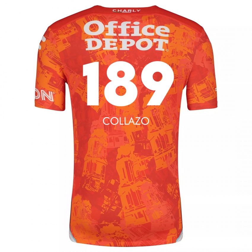 Férfi David Collazo #189 Narancssárga Fehér Idegenbeli Jersey 2024/25 Mez Póló Ing