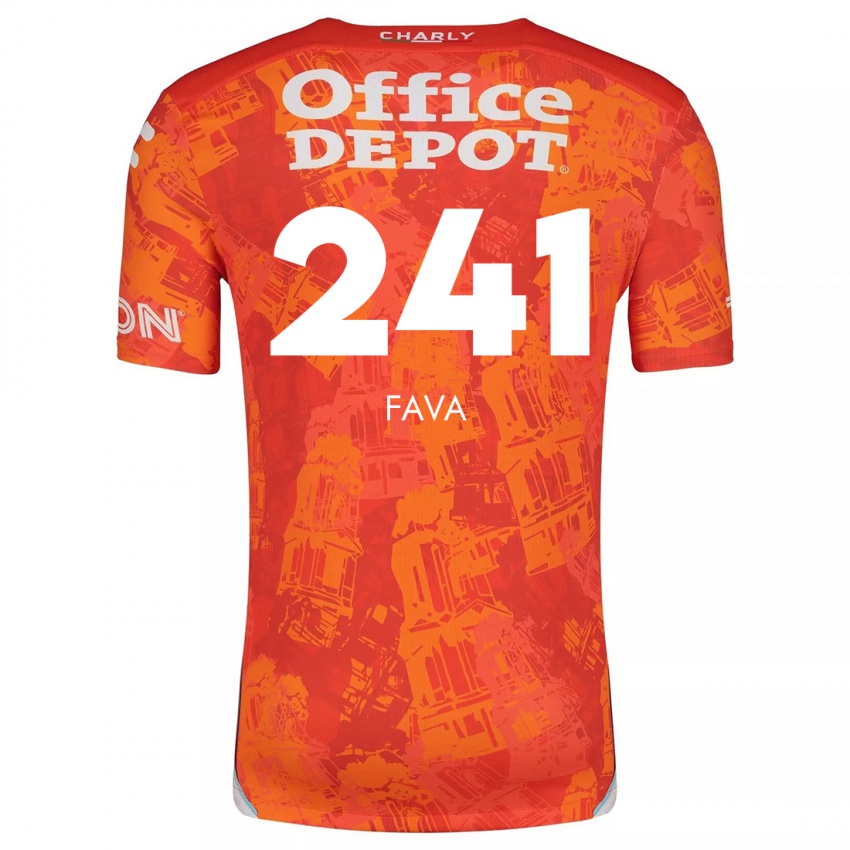 Férfi Marco Fava #241 Narancssárga Fehér Idegenbeli Jersey 2024/25 Mez Póló Ing