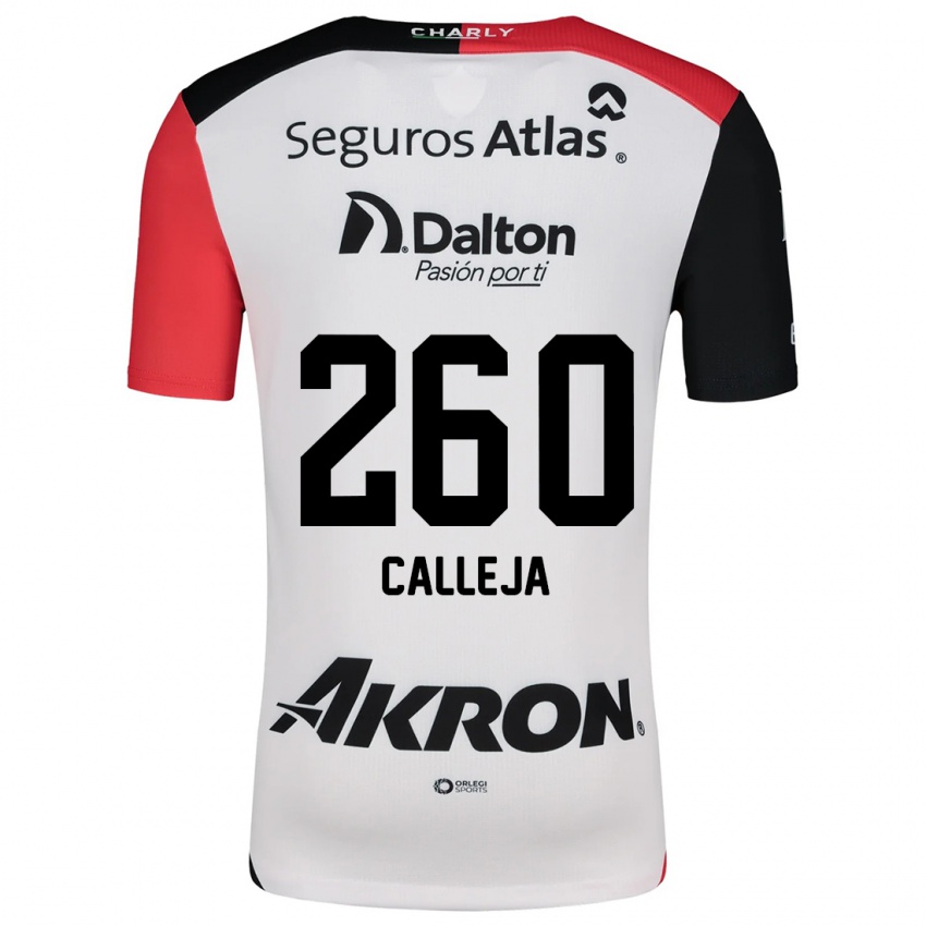 Férfi Diego Calleja #260 Fehér Piros Fekete Idegenbeli Jersey 2024/25 Mez Póló Ing