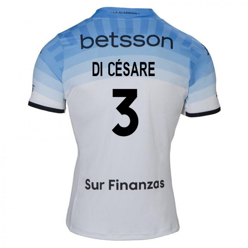 Férfi Marco Di Césare #3 Fehér Kék Fekete Idegenbeli Jersey 2024/25 Mez Póló Ing