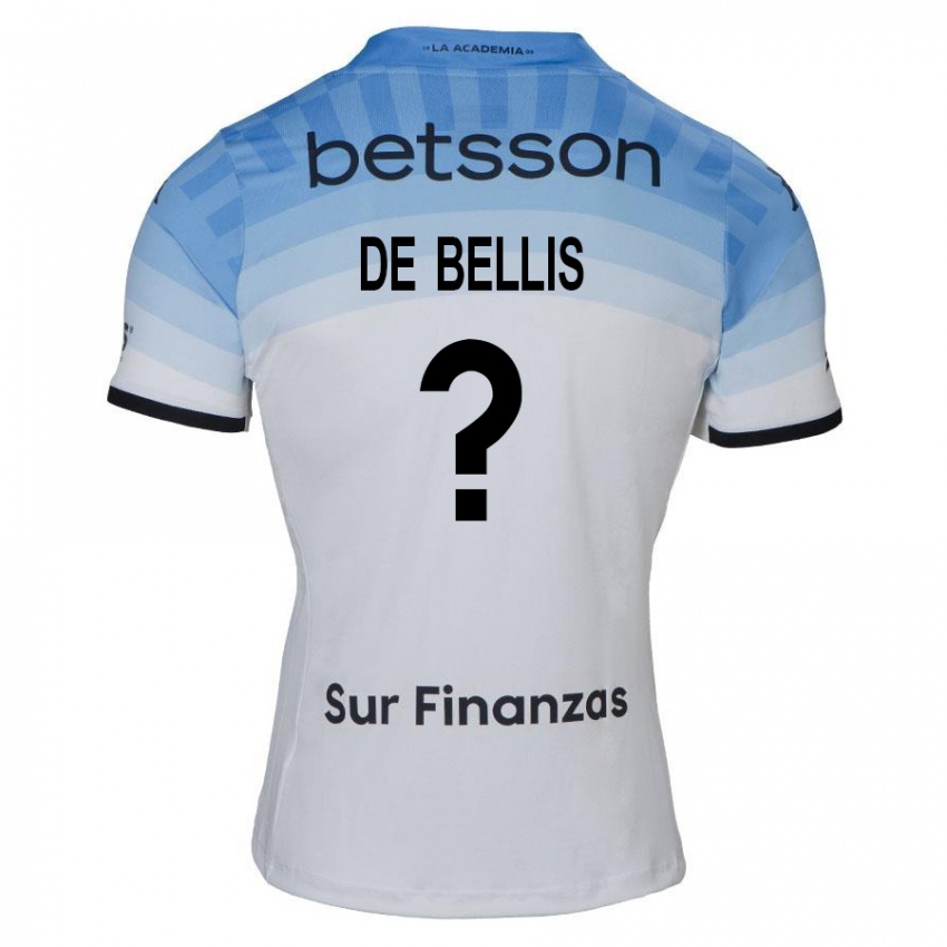 Férfi Thiago De Bellis #0 Fehér Kék Fekete Idegenbeli Jersey 2024/25 Mez Póló Ing