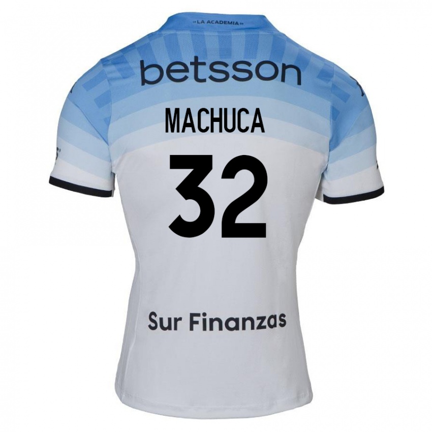 Férfi Elias Machuca #32 Fehér Kék Fekete Idegenbeli Jersey 2024/25 Mez Póló Ing