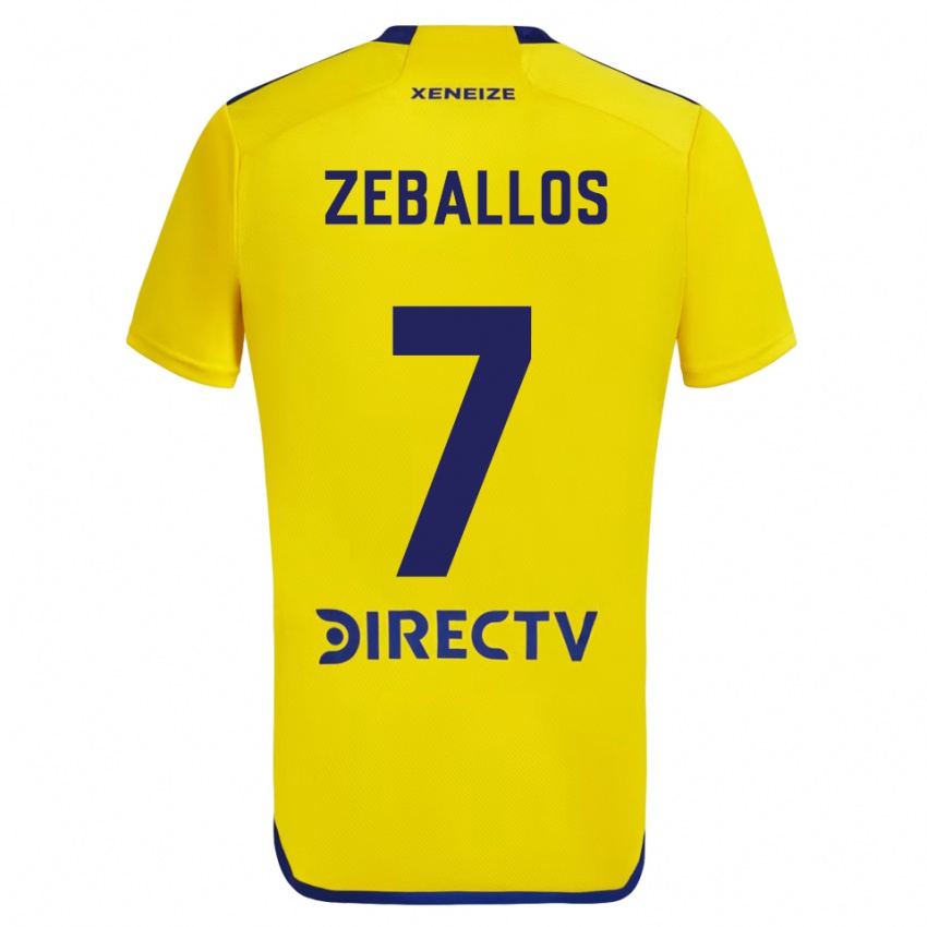 Férfi Exequiel Zeballos #7 Sárga Kék Idegenbeli Jersey 2024/25 Mez Póló Ing