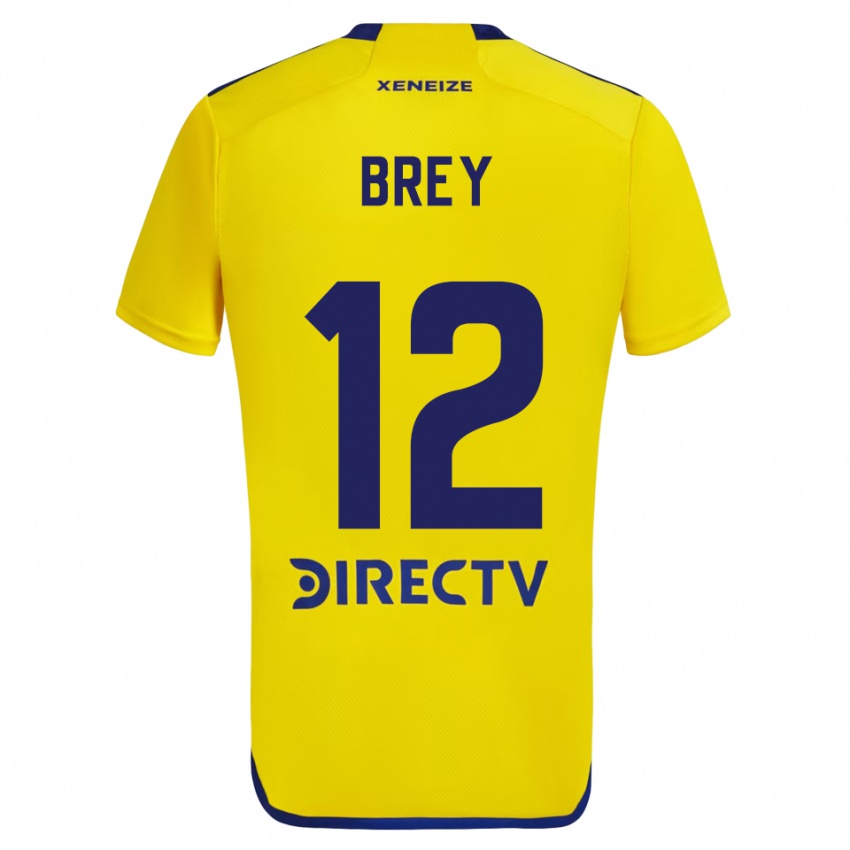 Férfi Leandro Brey #12 Sárga Kék Idegenbeli Jersey 2024/25 Mez Póló Ing