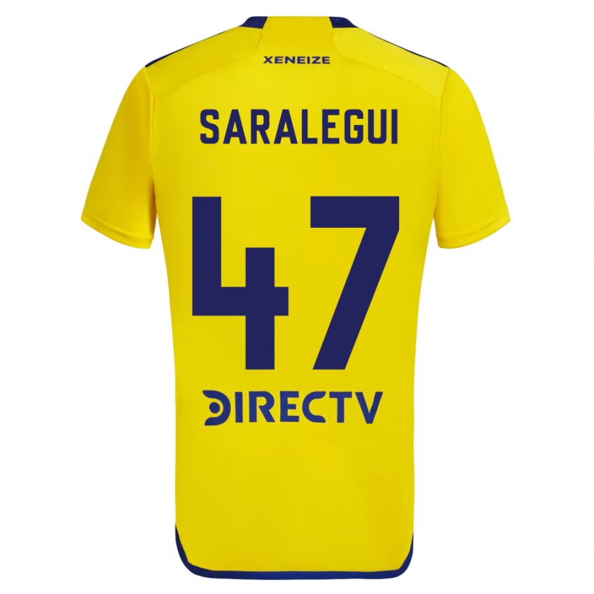 Férfi Jabes Saralegui #47 Sárga Kék Idegenbeli Jersey 2024/25 Mez Póló Ing