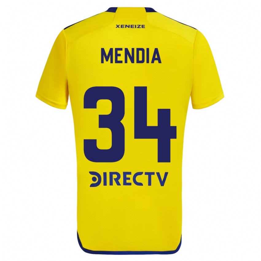 Férfi Mateo Mendia #34 Sárga Kék Idegenbeli Jersey 2024/25 Mez Póló Ing