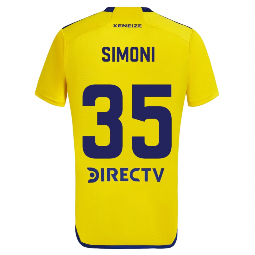 Férfi Valentino Simoni #35 Sárga Kék Idegenbeli Jersey 2024/25 Mez Póló Ing