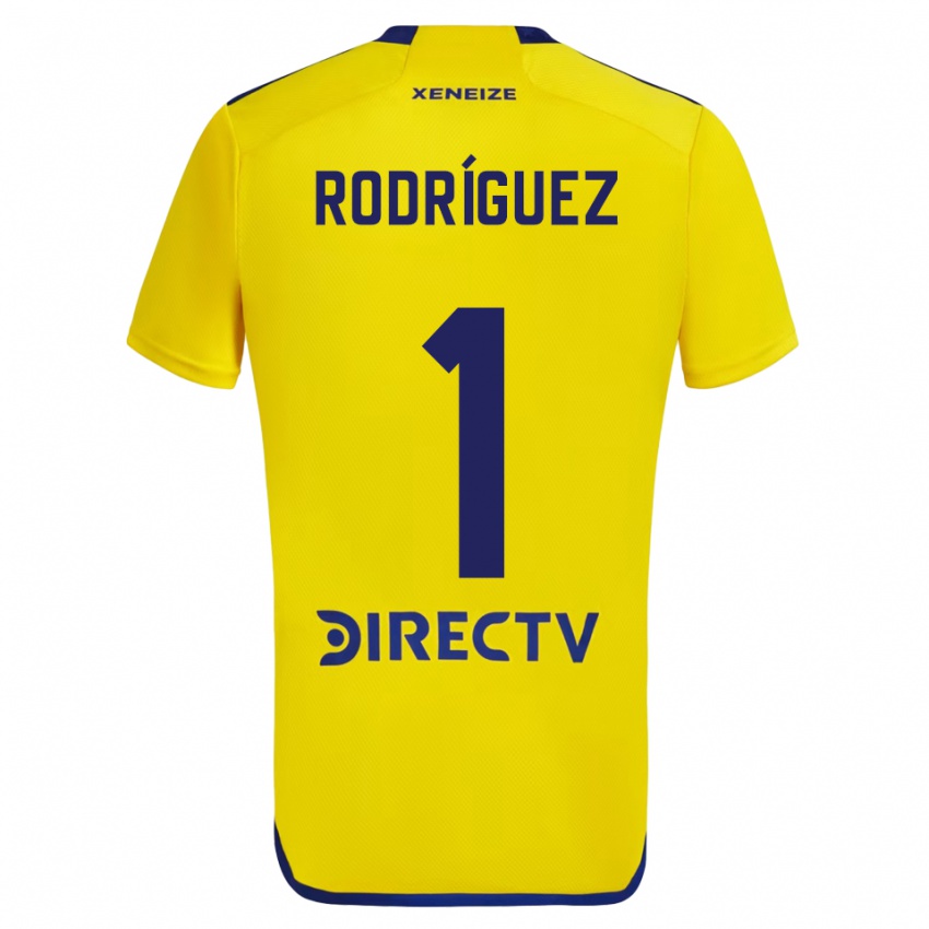 Férfi Fernando Rodríguez #1 Sárga Kék Idegenbeli Jersey 2024/25 Mez Póló Ing