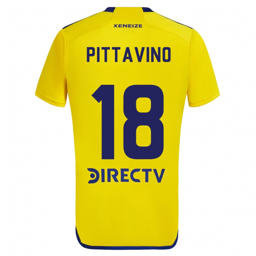 Férfi Rodrigo Pittavino #18 Sárga Kék Idegenbeli Jersey 2024/25 Mez Póló Ing