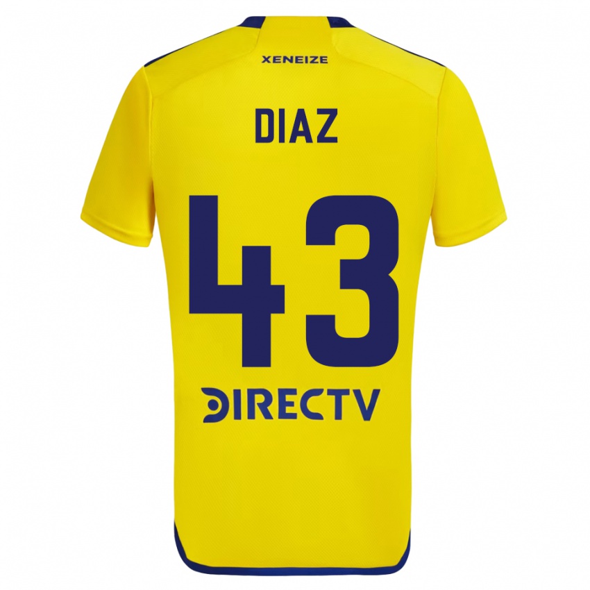 Férfi Tomas Diaz #43 Sárga Kék Idegenbeli Jersey 2024/25 Mez Póló Ing