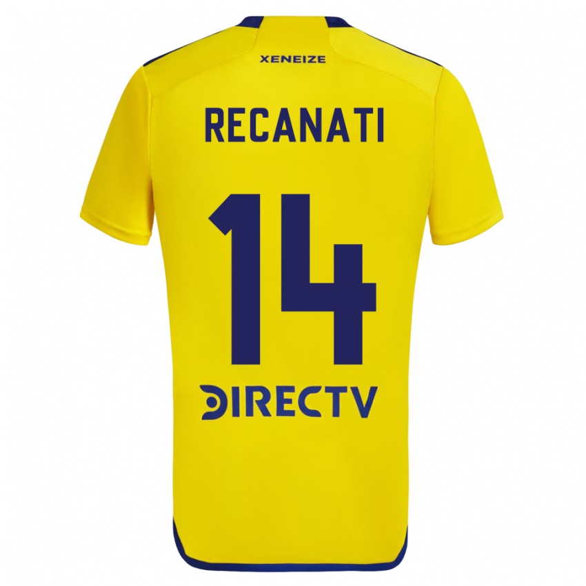 Férfi Bianca Recanati #14 Sárga Kék Idegenbeli Jersey 2024/25 Mez Póló Ing