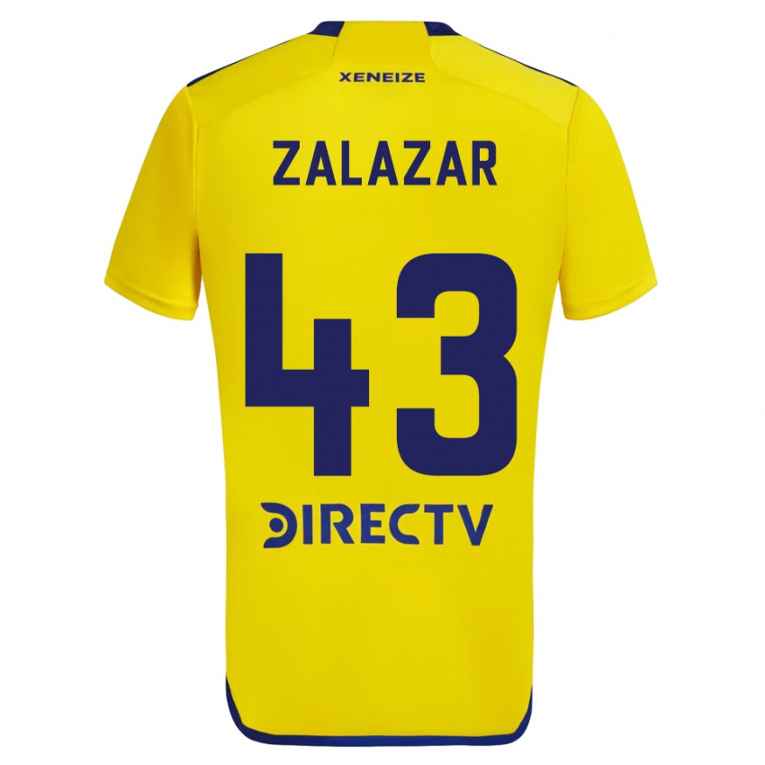 Férfi Maximiliano Zalazar #43 Sárga Kék Idegenbeli Jersey 2024/25 Mez Póló Ing