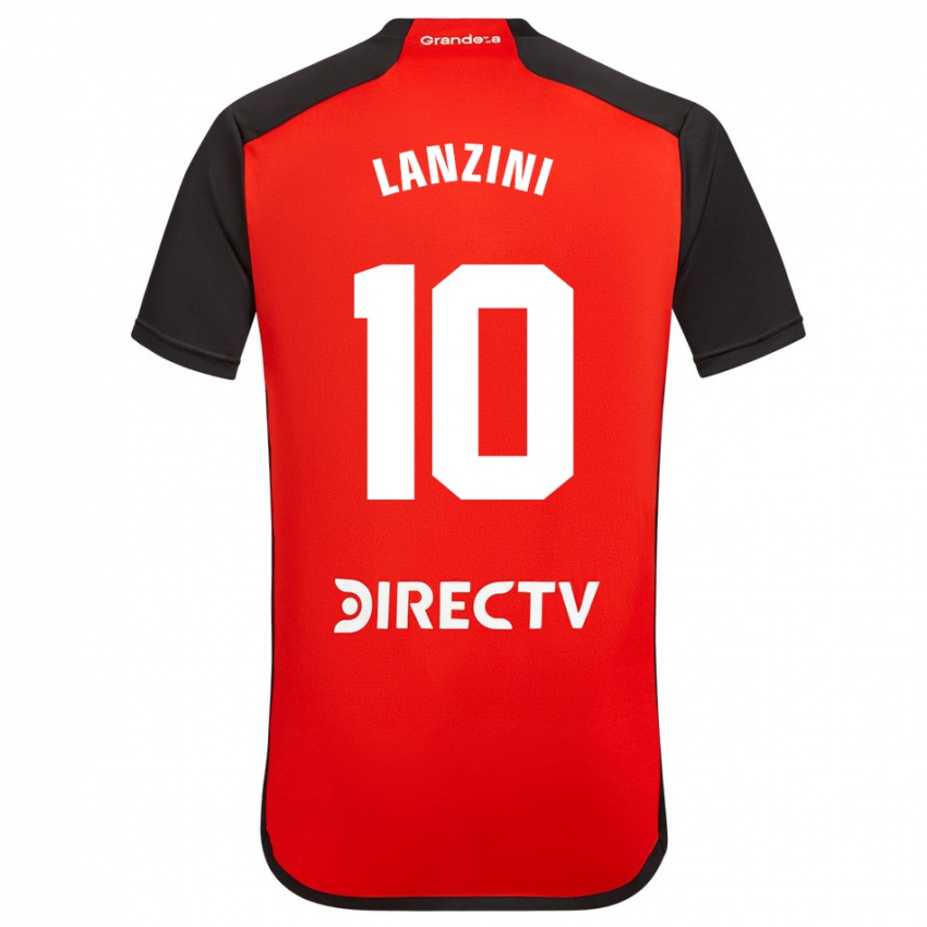 Férfi Manuel Lanzini #10 Piros Fekete Fehér Idegenbeli Jersey 2024/25 Mez Póló Ing