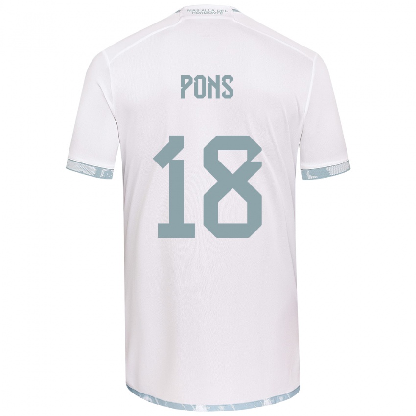 Férfi Luciano Pons #18 Fehér Szürke Idegenbeli Jersey 2024/25 Mez Póló Ing