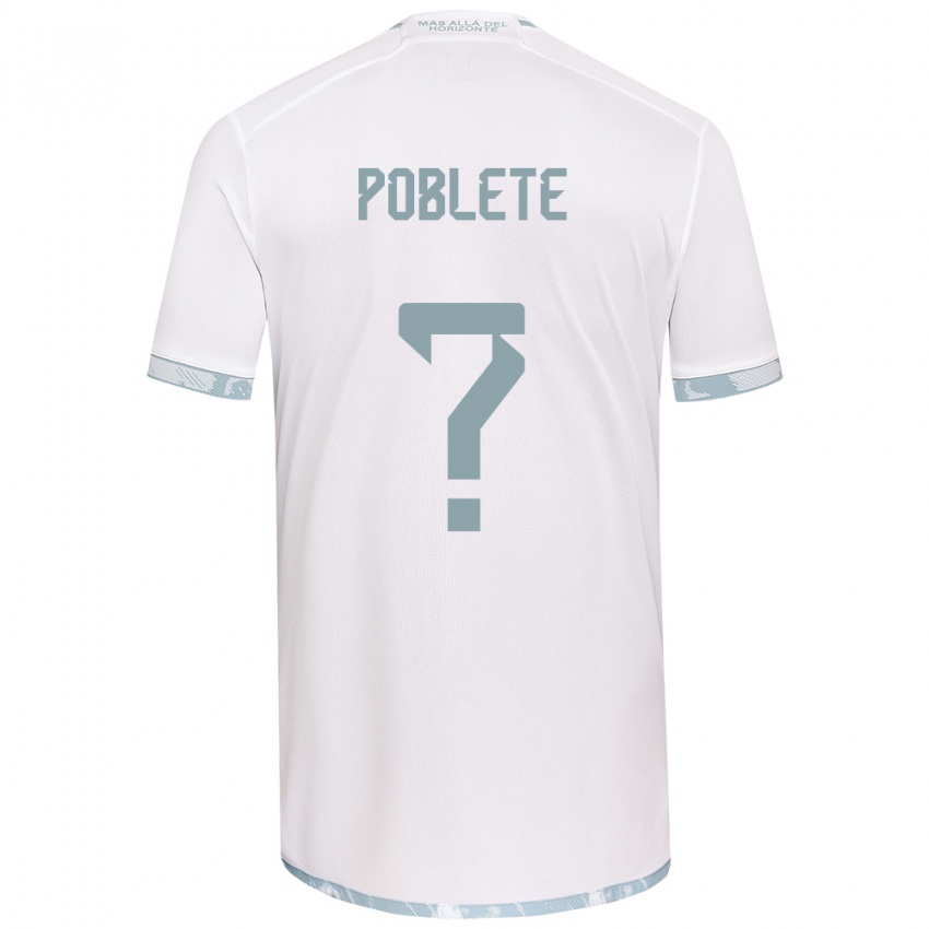 Férfi José Poblete #0 Fehér Szürke Idegenbeli Jersey 2024/25 Mez Póló Ing