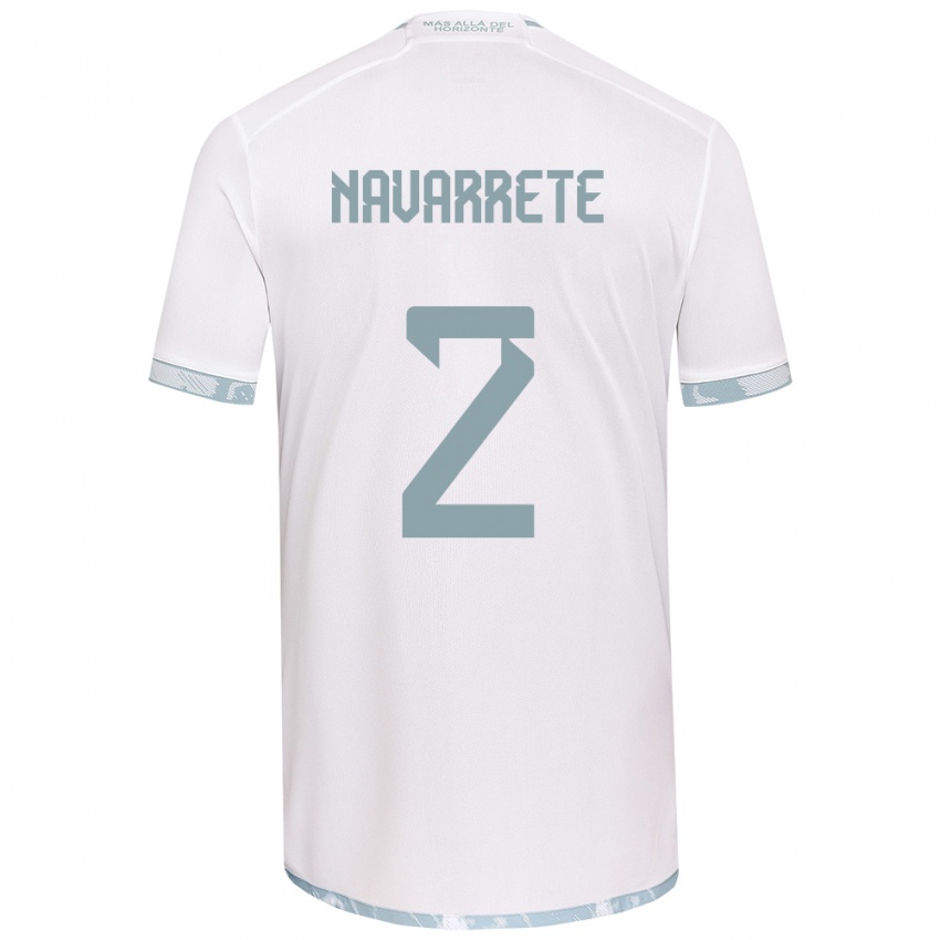 Férfi Daniel Navarrete #2 Fehér Szürke Idegenbeli Jersey 2024/25 Mez Póló Ing