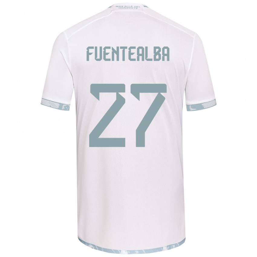 Férfi Jeison Fuentealba #27 Fehér Szürke Idegenbeli Jersey 2024/25 Mez Póló Ing