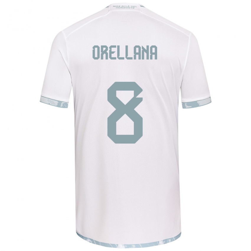 Férfi Denisse Orellana #8 Fehér Szürke Idegenbeli Jersey 2024/25 Mez Póló Ing