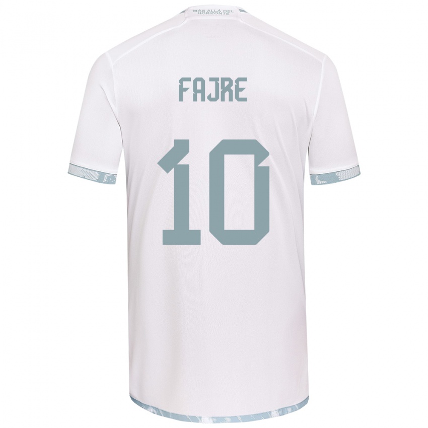 Férfi Nicole Fajre #10 Fehér Szürke Idegenbeli Jersey 2024/25 Mez Póló Ing