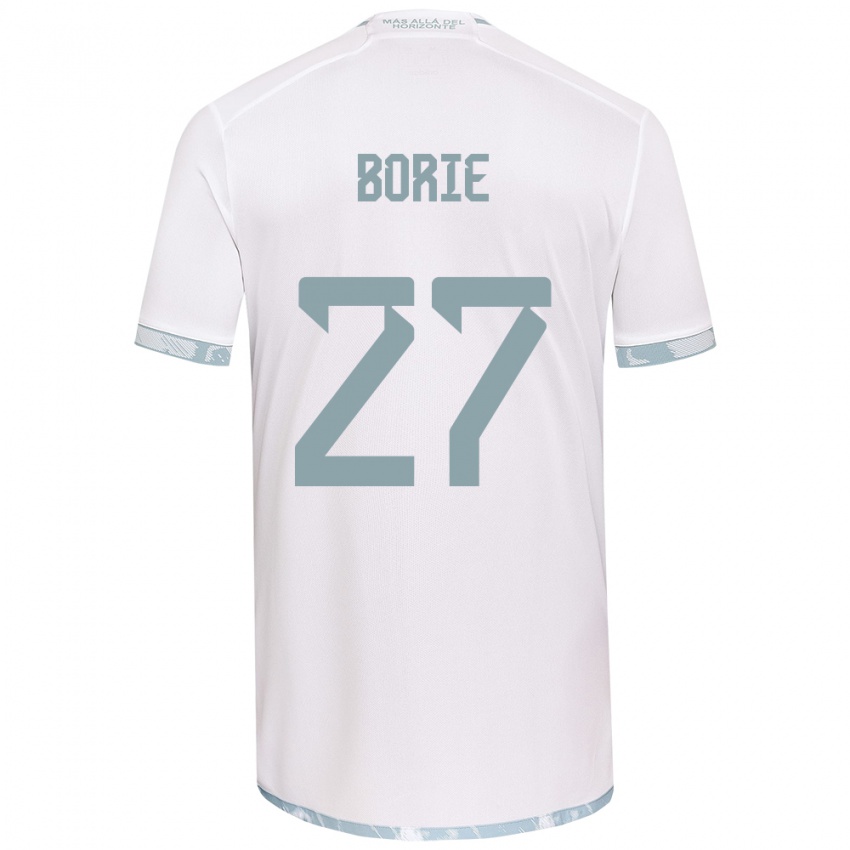 Férfi Emilie Borie #27 Fehér Szürke Idegenbeli Jersey 2024/25 Mez Póló Ing