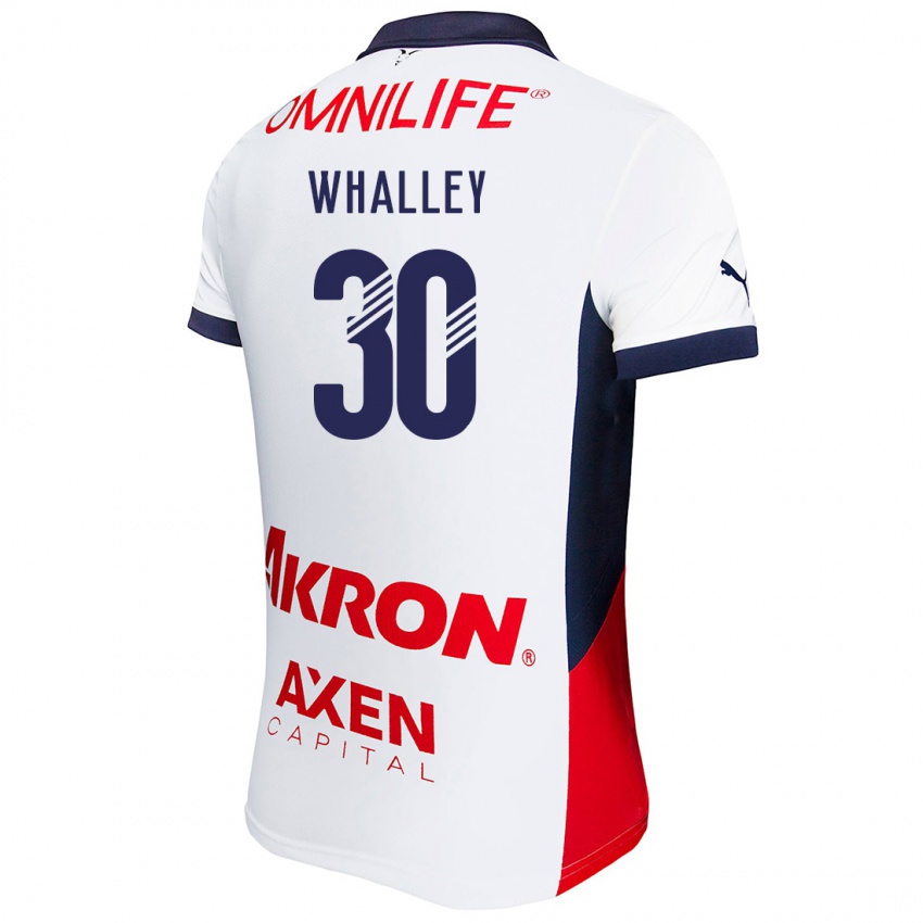 Férfi Óscar Whalley #30 Fehér Piros Kék Idegenbeli Jersey 2024/25 Mez Póló Ing