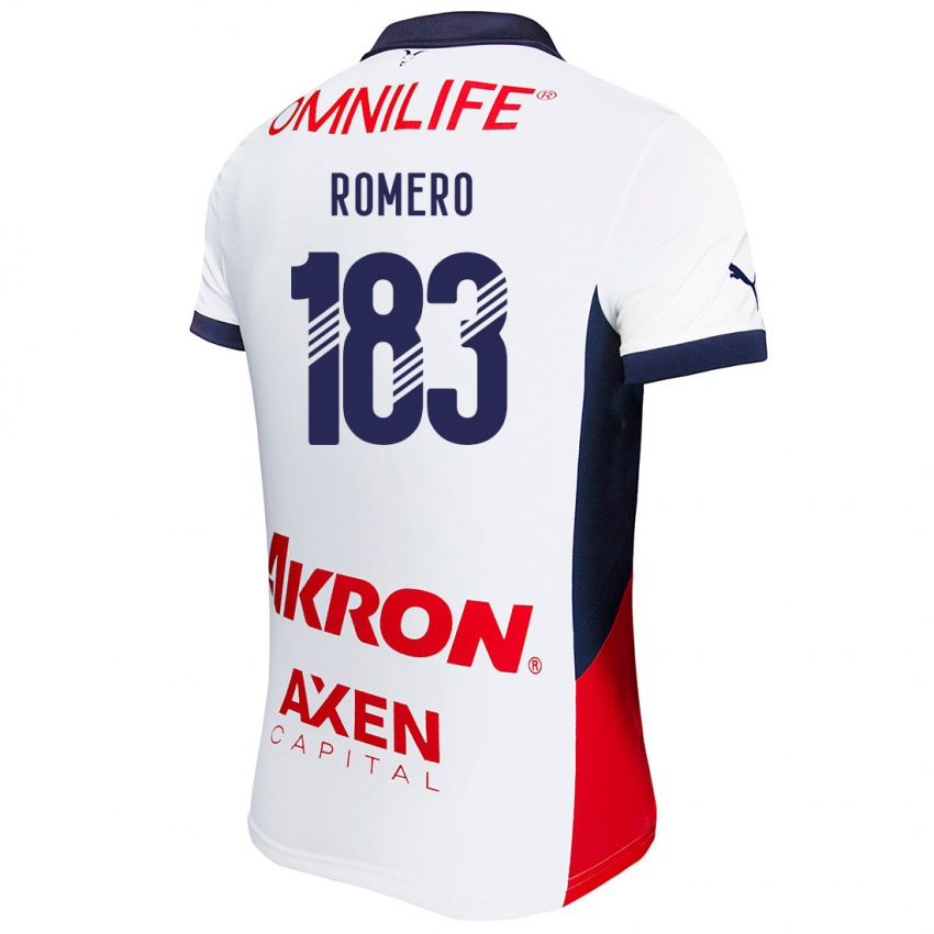 Férfi Javen Romero #183 Fehér Piros Kék Idegenbeli Jersey 2024/25 Mez Póló Ing