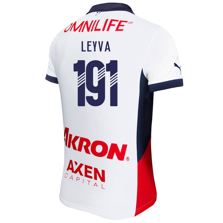 Férfi Axel Leyva #191 Fehér Piros Kék Idegenbeli Jersey 2024/25 Mez Póló Ing