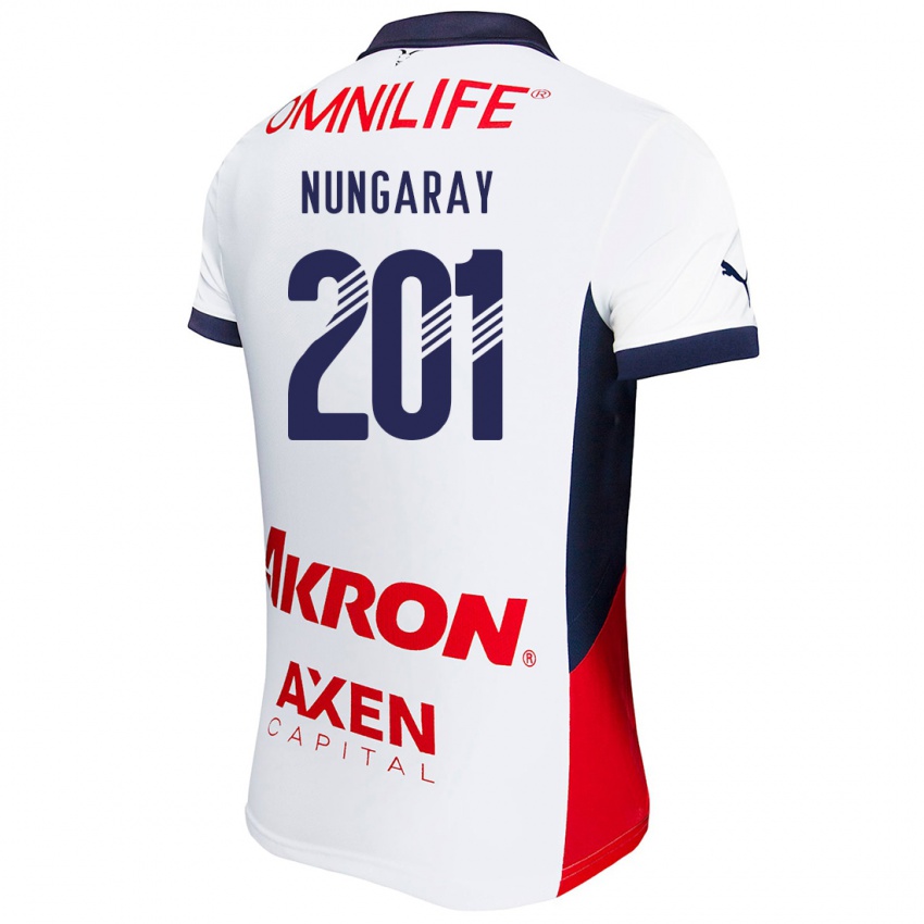 Férfi David Nungaray #201 Fehér Piros Kék Idegenbeli Jersey 2024/25 Mez Póló Ing