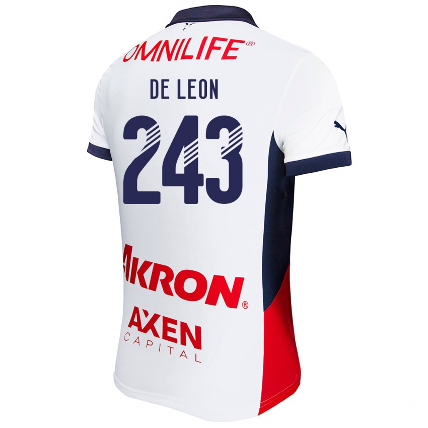 Férfi Jared De León #243 Fehér Piros Kék Idegenbeli Jersey 2024/25 Mez Póló Ing