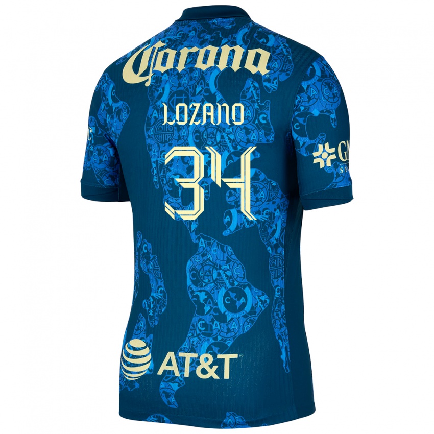 Férfi Esteban Lozano #34 Kék Sárga Idegenbeli Jersey 2024/25 Mez Póló Ing