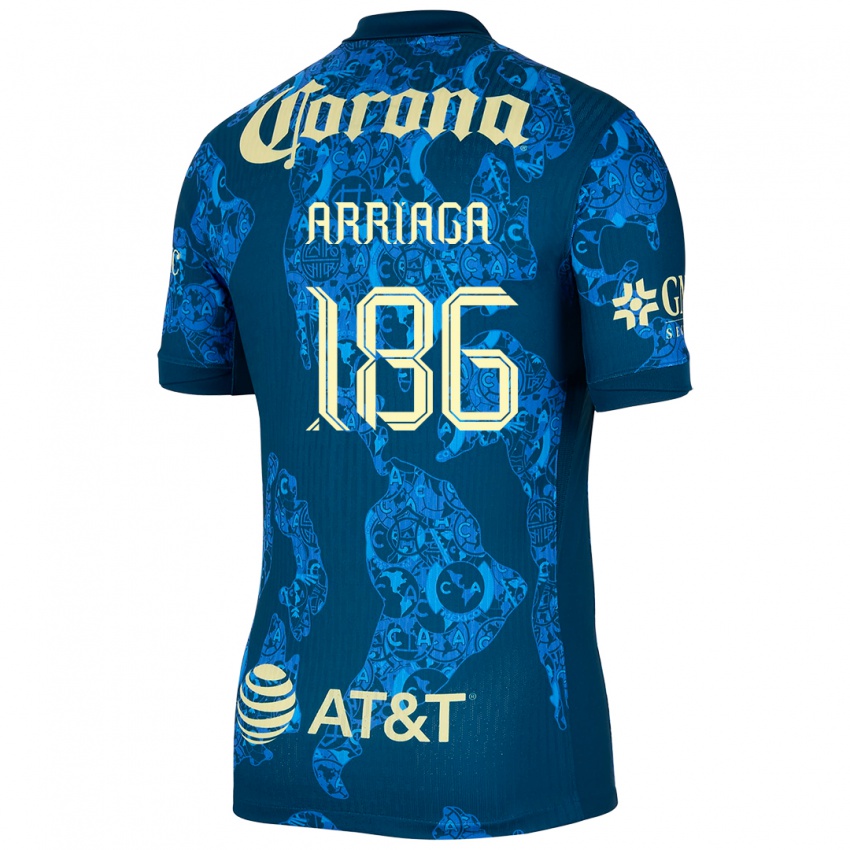 Férfi Diego Arriaga #186 Kék Sárga Idegenbeli Jersey 2024/25 Mez Póló Ing